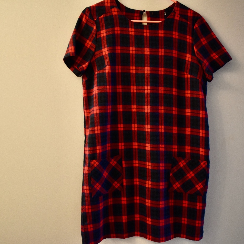 Red and Navy plaid dress